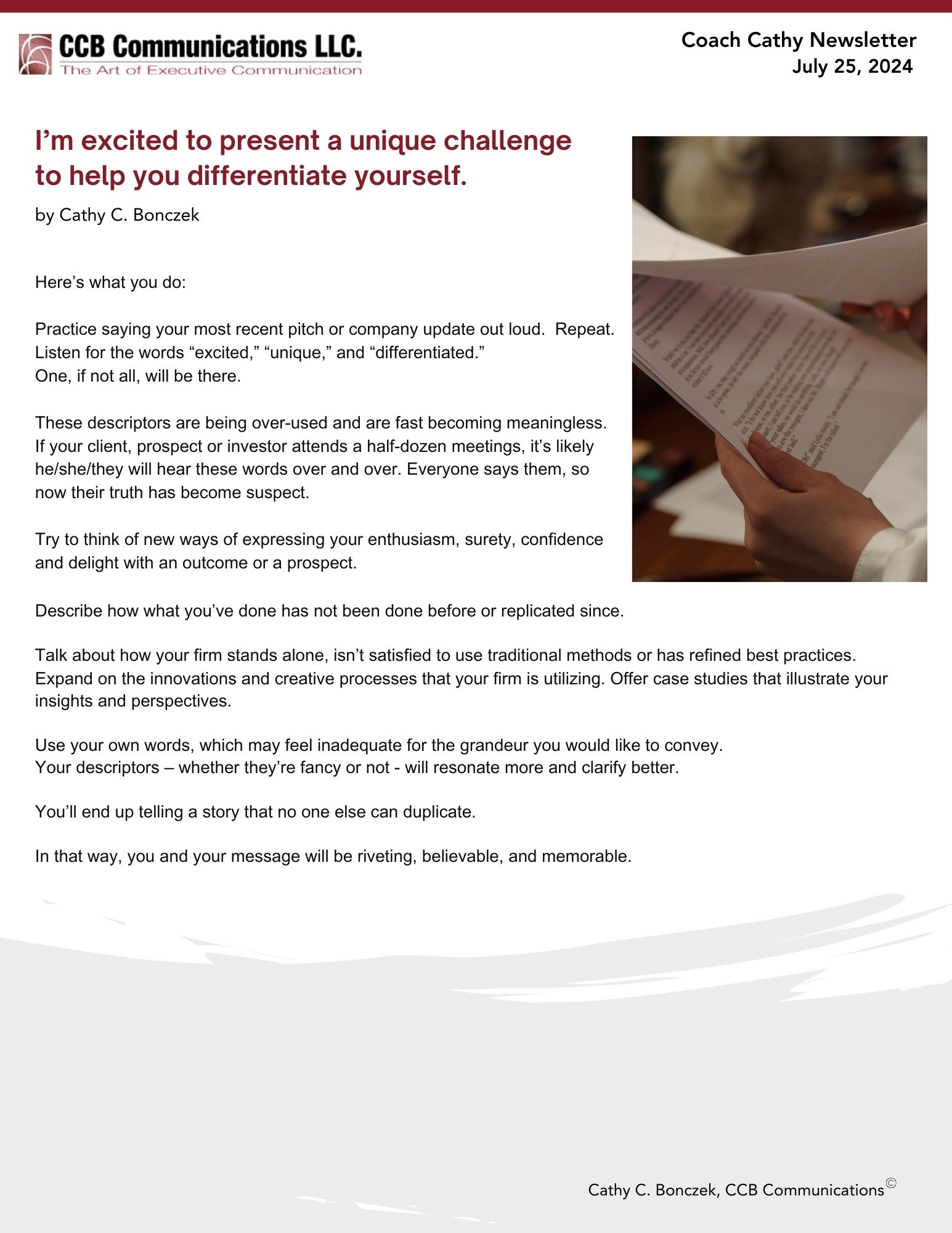 I’m excited to present a unique challenge to help you differentiate yourself.